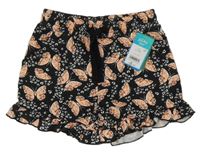 Nové - Čierne teplákové kraťasy s motýly Matalan