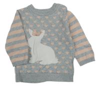 Sivo-broskvový sveter so zajačikom Early Days