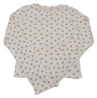 Smotanové rebrované crop kvetované tričko Primark