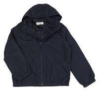 Tmavomodrá šusťáková podzimní bunda s odepínací kapucí H&M