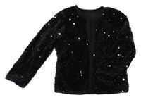 Čierny zamatový flitrový cardigan Shein