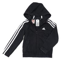 Černá propínací mikina s logem a kapucí Adidas 