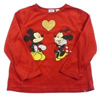 Červená plyšová mikina s Mickey a Minnie zn. PRIMARK