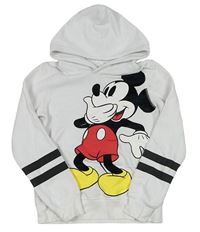 Biela mikina s Mickey a pruhmi a kapucňou H&M