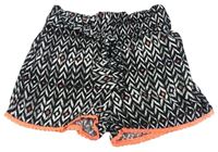 Čierno-bielo-korálové vzorované kraťasy so zavazováním zn. PRIMARK