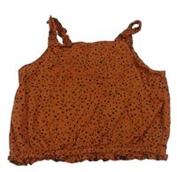 Medovo-čierny vzorovaný blúzková ý crop top s volánikom H&M