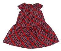 Červeno-tmavomodro-bielo-zlaté kárované šaty s mašlou H&M