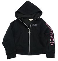 Čierna prepínaci crop mikina s kamienkami a nápisom a kapucňou RIVER ISLAND