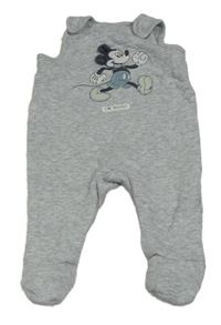 Šedé melírované prošívané teplákové vyteplené dupačky s Mickey C&A
