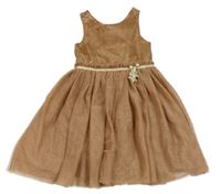 Světlehnědé slavnostní šaty se třpytivým tylem H&M