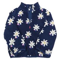 Tmavomodrá fleecová mikina s kvetmi zn. M&S