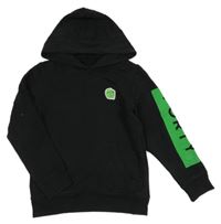 Černá mikina se zeleným pruhem a kapucí - Forty 
