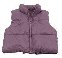 Fialovohnědá prešívaná šušťáková zateplená crop vesta