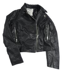 Čierny koženkový jarný crop krivák Page one young