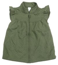 Khaki prešívaná tepláková prepínaci vesta s volánikmi carter's