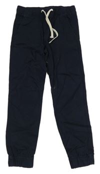 Tmavomodré cuff PULL ON chino plátěné kalhoty H&M