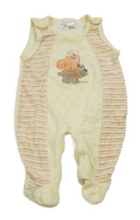 Světležluto-pruhované sametové dupačky se zvířátky Ergee