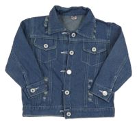 Modrá rifľová bunda s vyšúchaním a zajačikom a autom