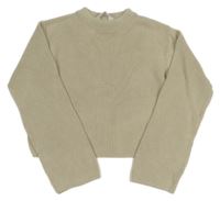 Béžový rebrovaný crop sveter H&M