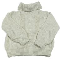 Svetlobéžový melírovaný vzorovaný žinylkový svetrový rolák C&A