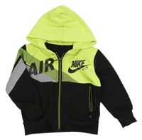 Čierno-neónově zelená prepínaci športová mikina s logom a kapucňou Nike Air