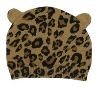 Hnědo-černá vzorovaná čepice s oušky H&M