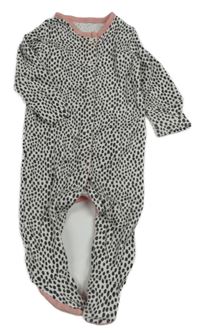 Bielo-čierno-svetloružový vzorovaný overal Matalan