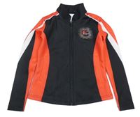 Čierno-červeno-biela prepínaci športová mikina s gymnastkou a kamienkami