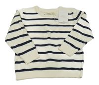 Nové - smetanovo-tmavomodrý pruhovaný sveter Sfera