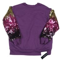 Nové - purpurová mikina s flitry na rukávech St. Bernard