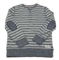 Sivo-tmavomodrá pruhovaná melírovaná mikina s nášivkou C&A