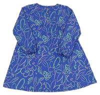 Zvonkově modré rebrované šaty s kvietkami MANGUUN