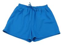 Modré rebrované kraťasy s mašlou SHEIN