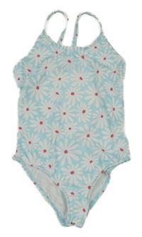 Světlemodré květované jednodílné plavky OLAIAN