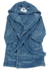 Modrý plyšový župan s kapucí - mrož John Lewis