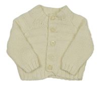 Smetanový vzorovaný žebrovaný pletený propínací svetr