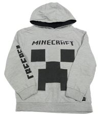 Světlešedá melírovaná mikina s Minecraft a kapucí PRIMARK