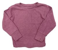 Vínové melírované žebrované úpletové mikinotriko s vreckom PRIMARK