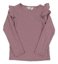 Starorůžové melírované mikinotriko s volánikmi a trblietkami H&M