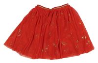 Červená tylová sukňa so zlatými hviezdičkami little kids