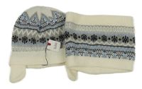 Nové - 2set - Bílo-šedá vzorovaná mikina + nákrčník