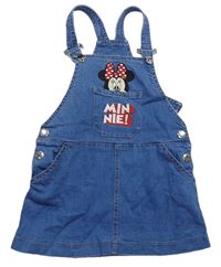 Modrá rifľová sukňa s trakami a Minnie Disney
