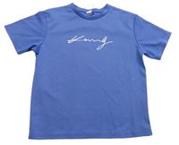 Modré športové tričko s nápisom Shein