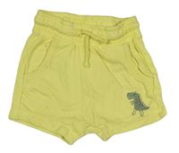 Žlté teplákové baggy kraťasy s dinosaurom George