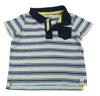 Bílo-modro-žluté pruhované polo tričko s kapsou Kuniboo