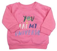 Tmavorůžová mikina s nápisem a planetou Primark