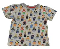 Šedé melírované tričko s Lego figurkami George