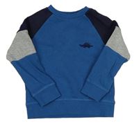 Modro-tmavomodro-sivá mikina s dinosaurom Mothercare