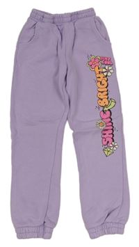 Lila tepláky s nápisom a kvetmi Primark