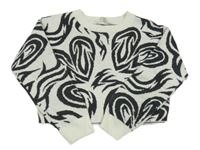 Svetlošedá -čierny vzorovaný crop sveter H&M
